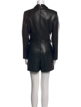 Alice + Olivia Faux Leather V-Neck Romper