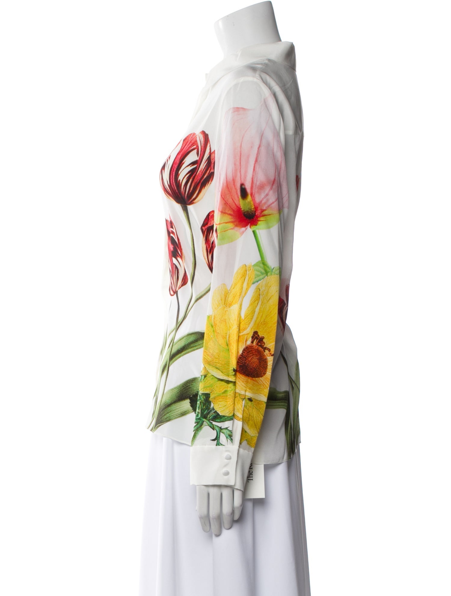 Alice + Olivia Silk Floral Print Button-Up Top