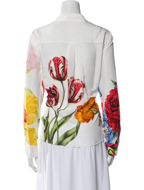 Alice + Olivia Silk Floral Print Button-Up Top