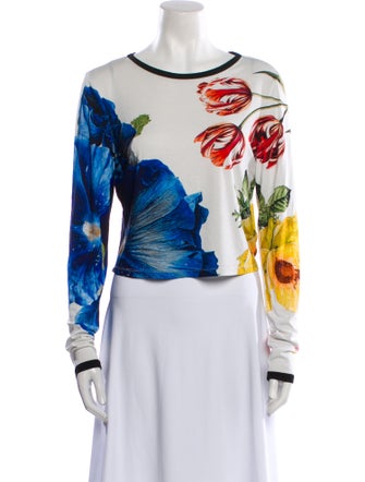 Alice + Olivia Floral Print Bateau Neckline Sweatshirt