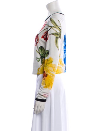 Alice + Olivia Floral Print Bateau Neckline Sweatshirt