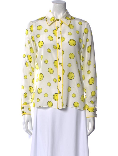 Alice + Olivia Silk Printed Button-Up Top