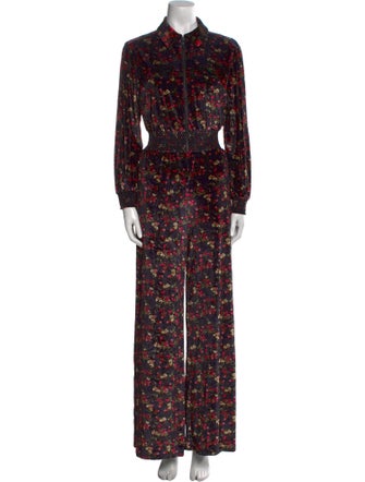 Alice + Olivia Floral Print Mock Neck Jumpsuit