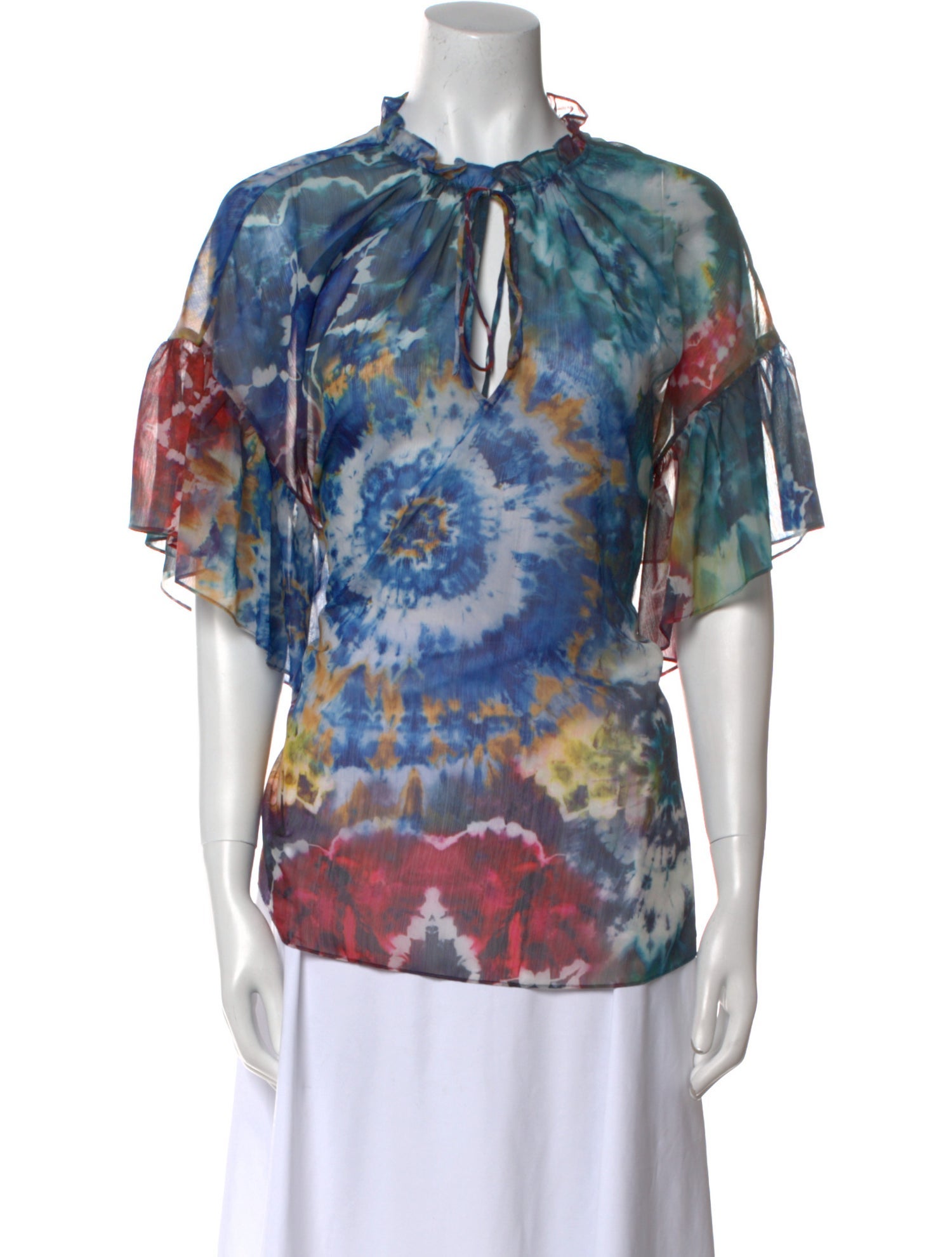 Alice + Olivia Tie-Dye Print Crew Neck Blouse