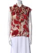 Alice + Olivia Floral Print Tie Neck Blouse
