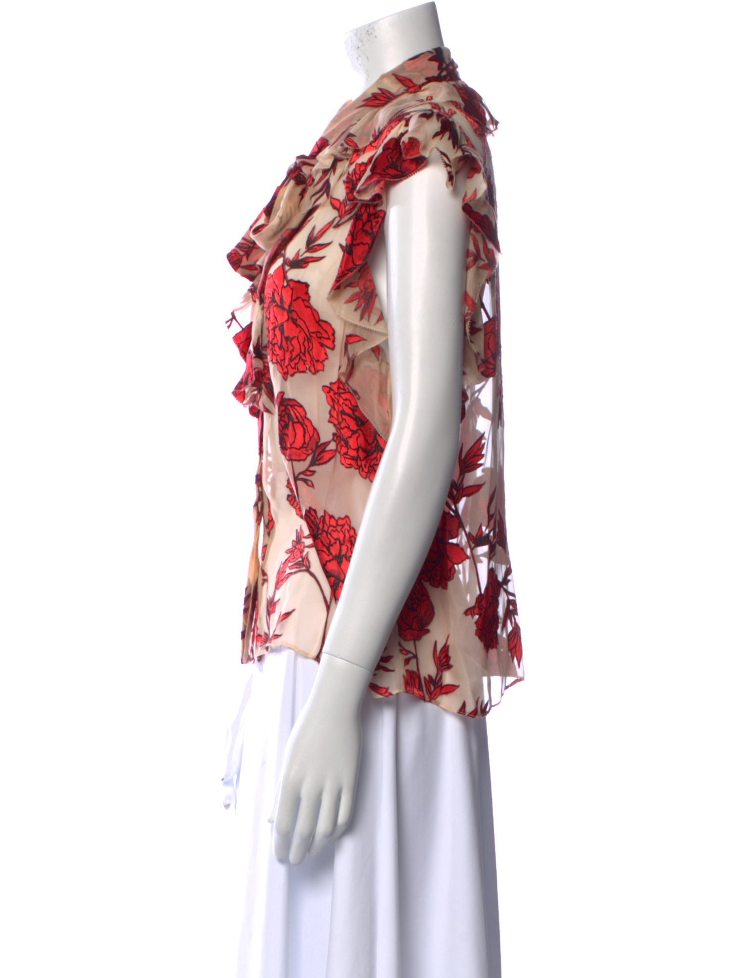 Alice + Olivia Floral Print Tie Neck Blouse