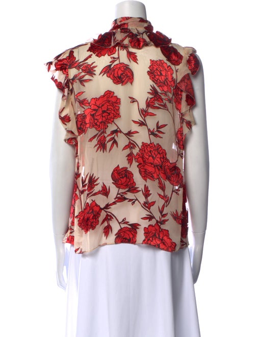 Alice + Olivia Floral Print Tie Neck Blouse