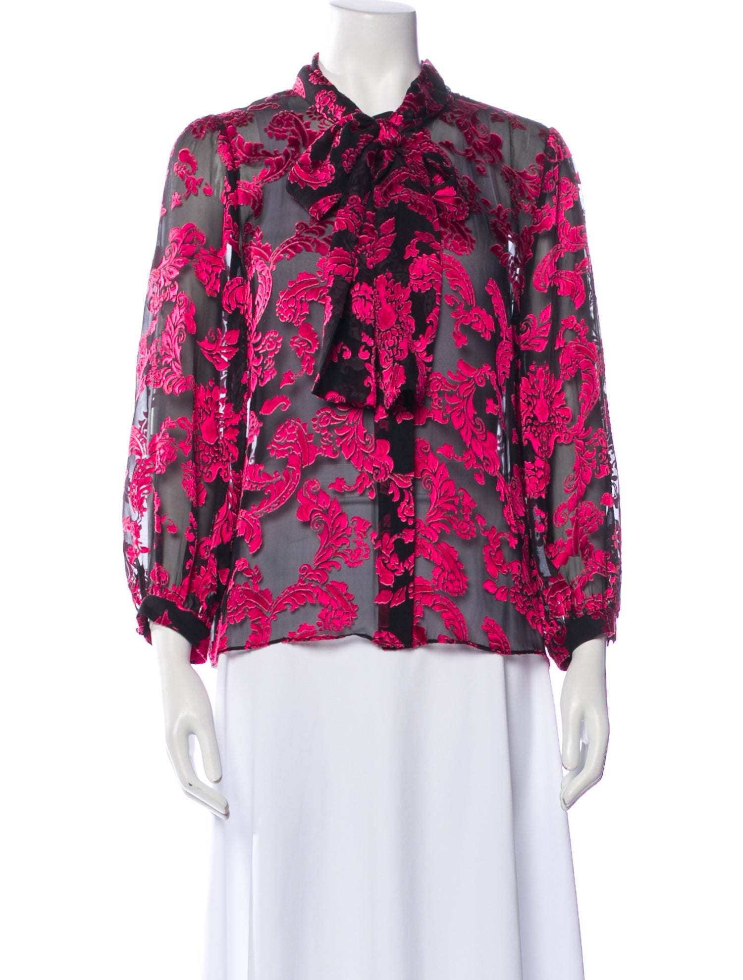 Alice + Olivia Floral Print Three-Quarter Sleeve Blouse