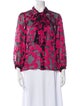 Alice + Olivia Floral Print Three-Quarter Sleeve Blouse