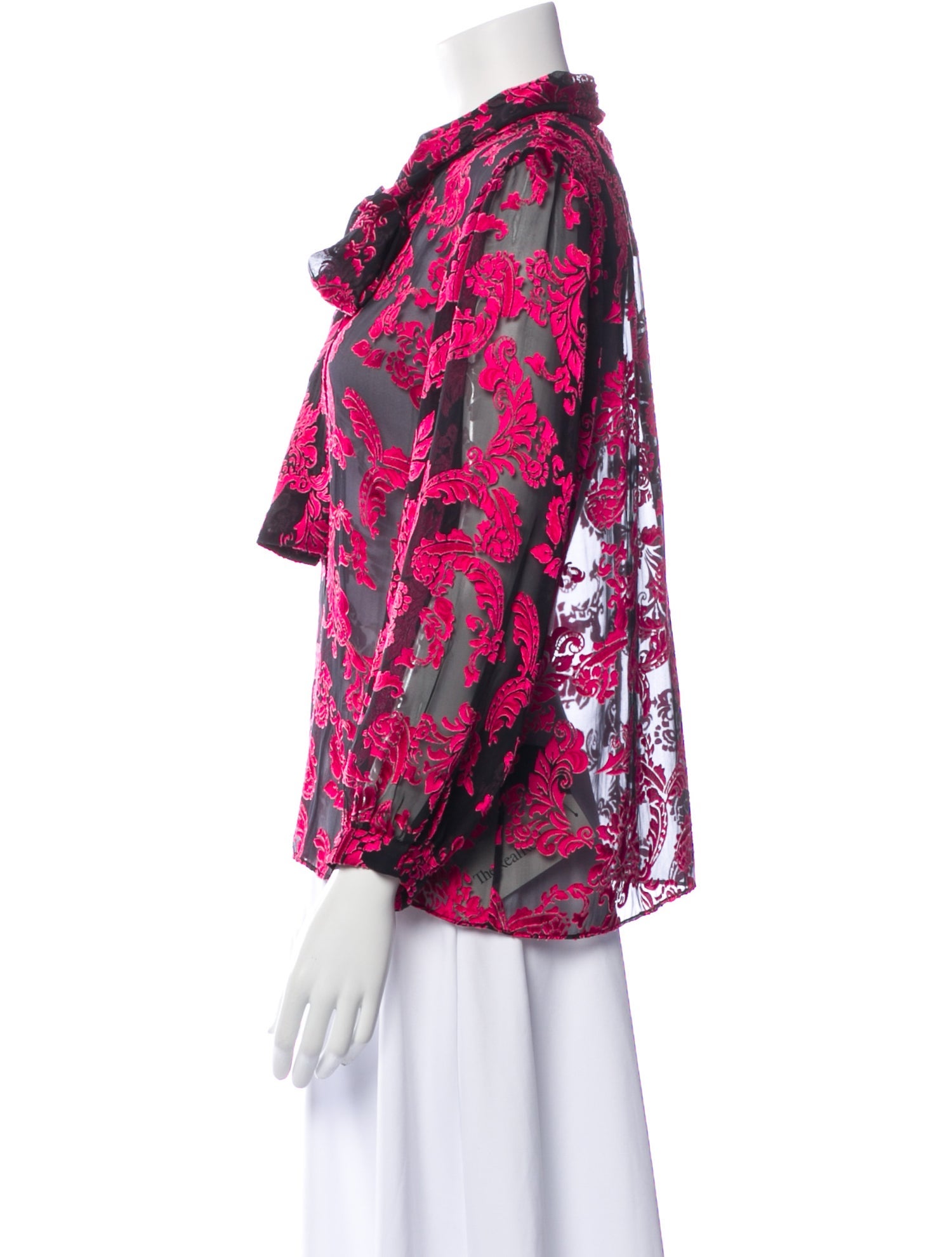 Alice + Olivia Floral Print Three-Quarter Sleeve Blouse