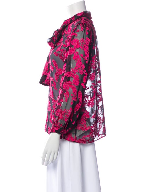 Alice + Olivia Floral Print Three-Quarter Sleeve Blouse