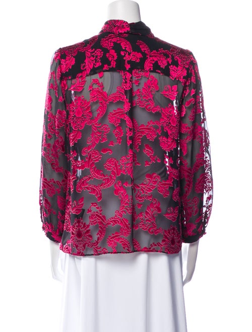 Alice + Olivia Floral Print Three-Quarter Sleeve Blouse