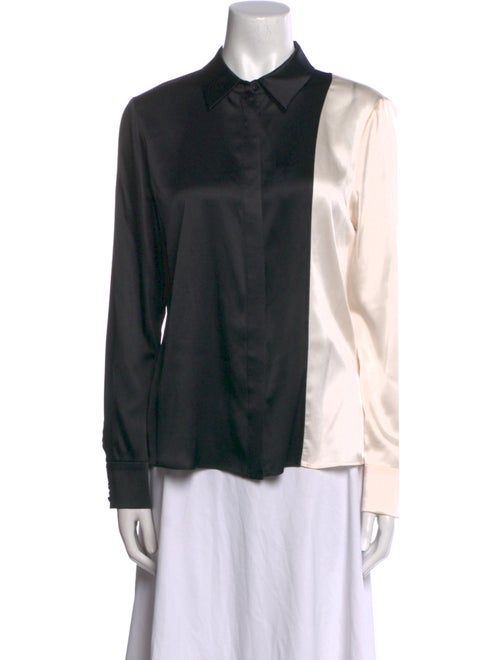 Alice + Olivia Silk Long Sleeve Button-Up Top