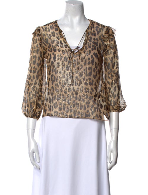 Alice + Olivia Animal Print V-Neck Crop Top