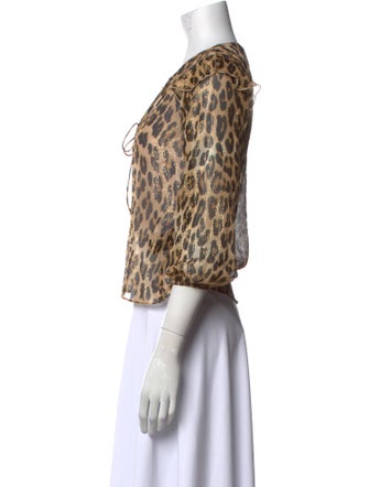 Alice + Olivia Animal Print V-Neck Crop Top