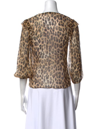 Alice + Olivia Animal Print V-Neck Crop Top