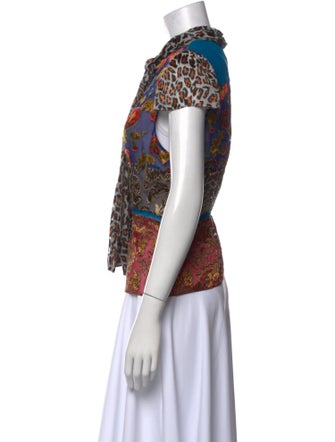 Alice + Olivia Printed Mock Neck Button-Up Top