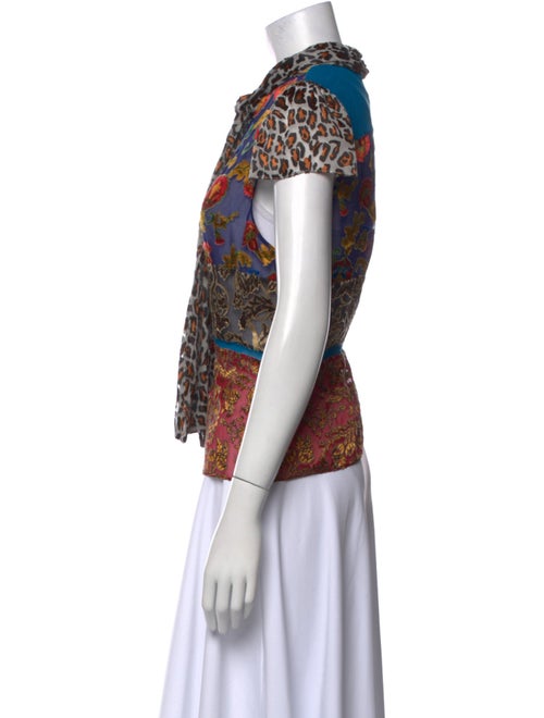 Alice + Olivia Printed Mock Neck Button-Up Top