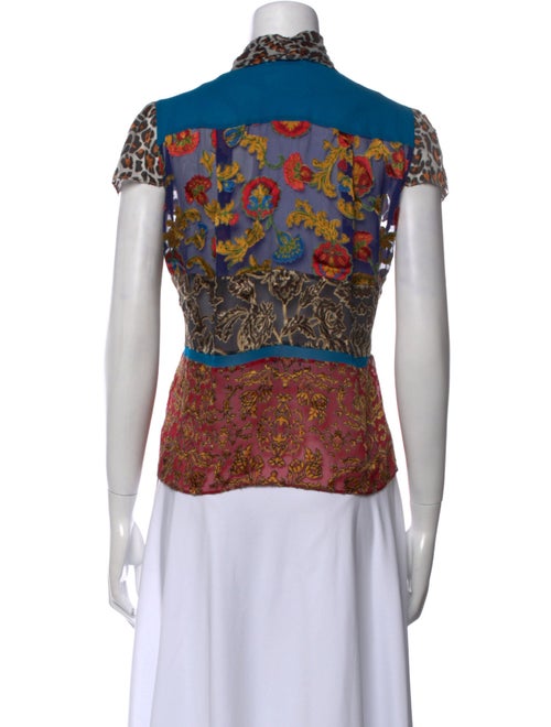 Alice + Olivia Printed Mock Neck Button-Up Top