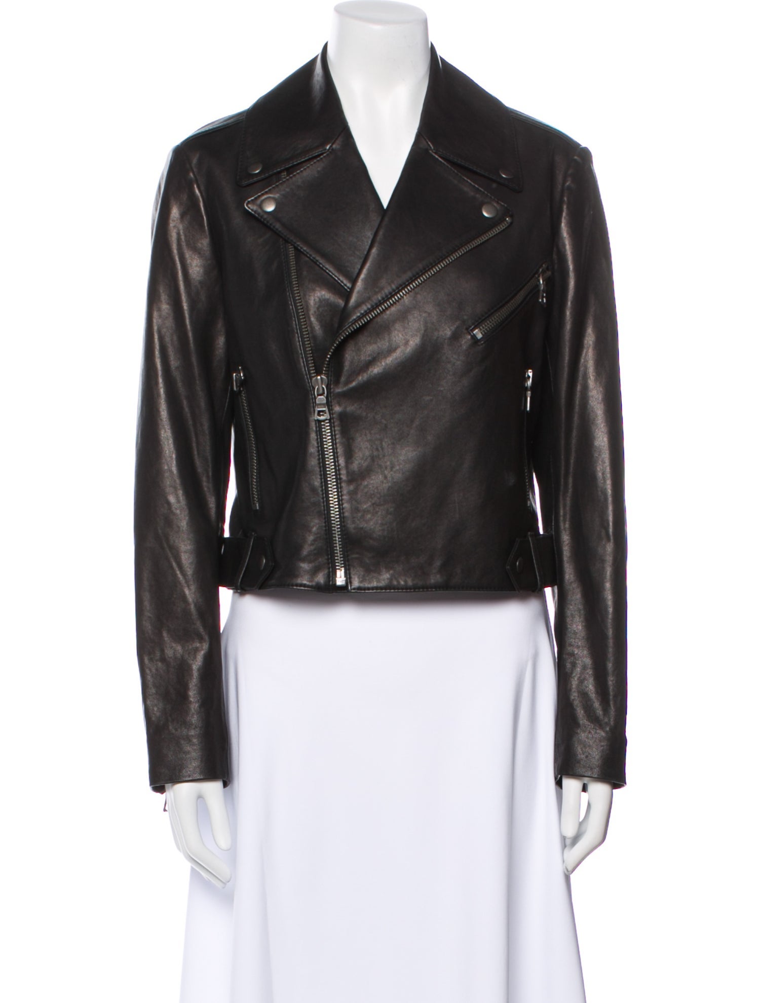 Alice + Olivia Lamb Leather Biker Jacket