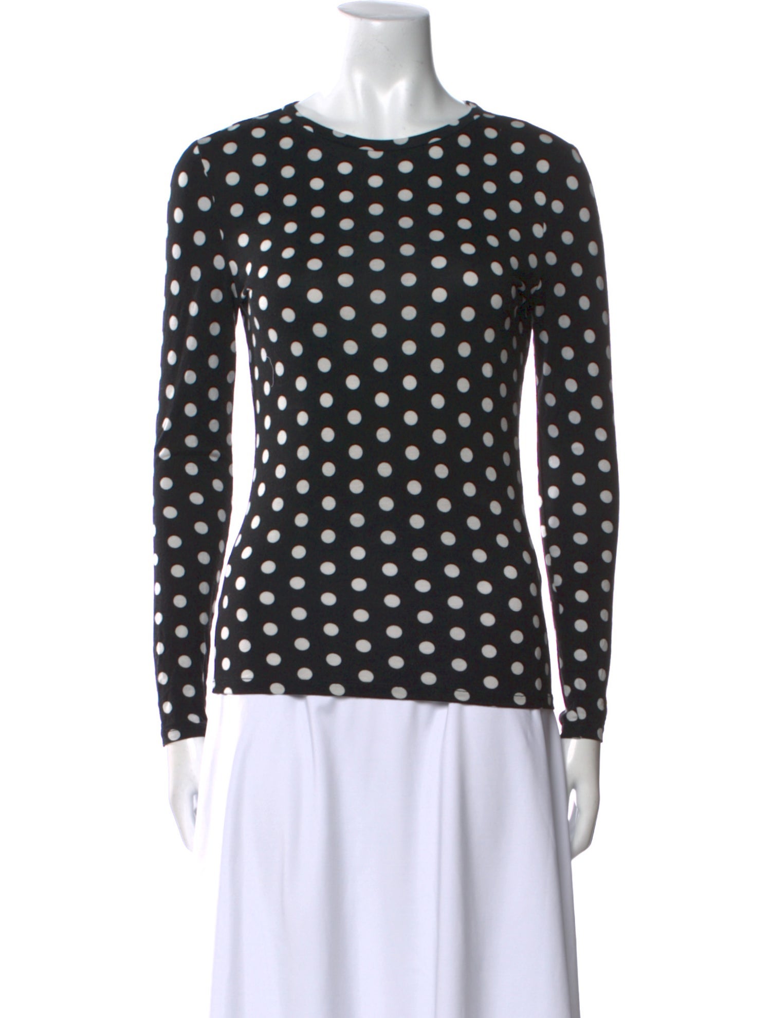 Alice + Olivia Polka Dot Print Crew Neck Top