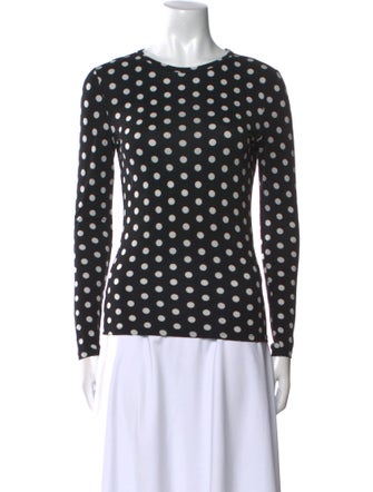 Alice + Olivia Polka Dot Print Crew Neck Top