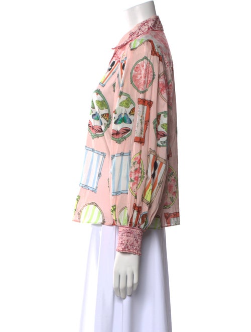 Alice + Olivia Printed Long Sleeve Button-Up Top