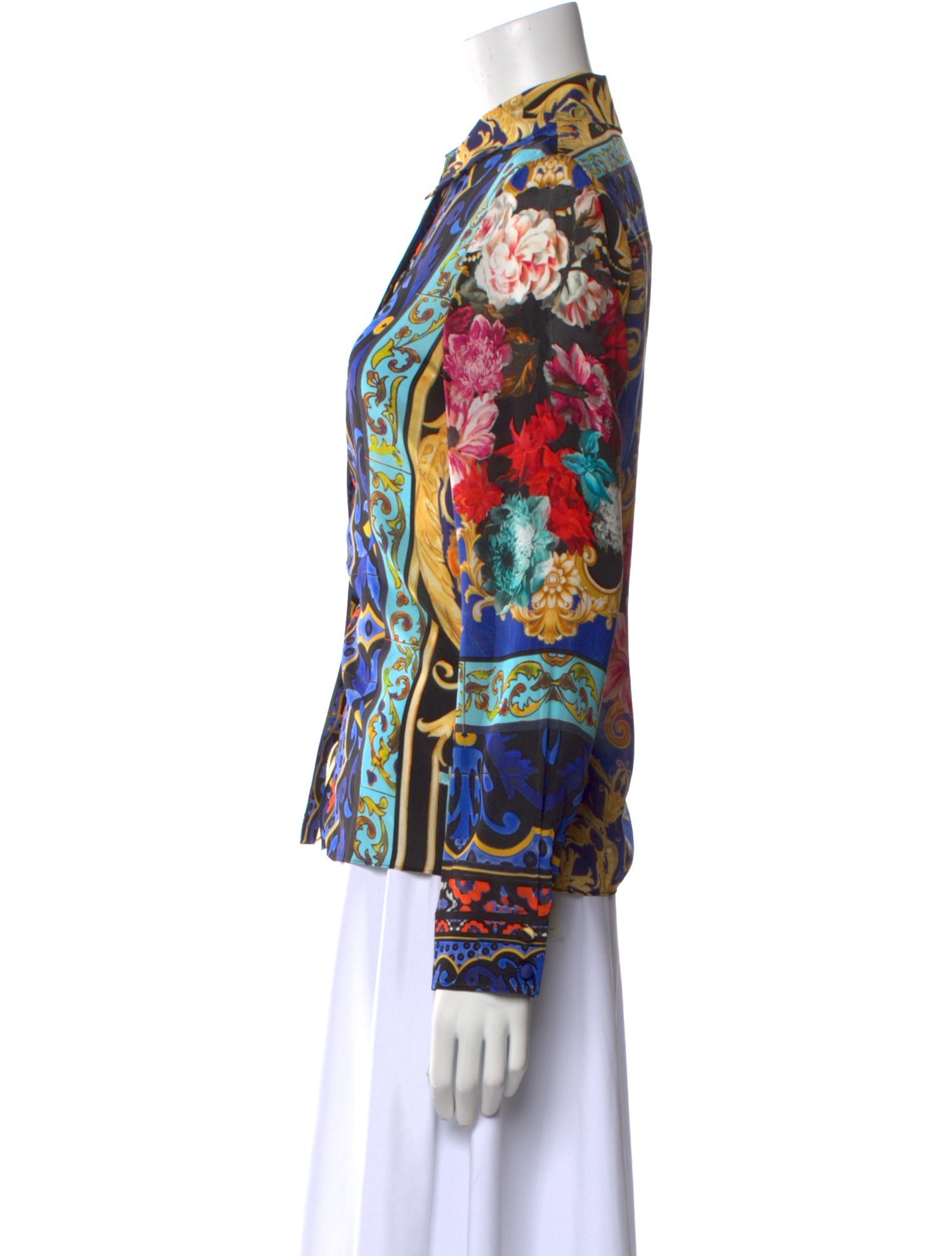 Alice + Olivia Silk Printed Button-Up Top