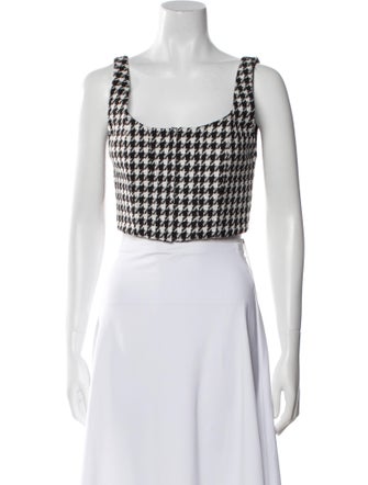 Alice + Olivia Plaid Print Square Neckline Crop Top
