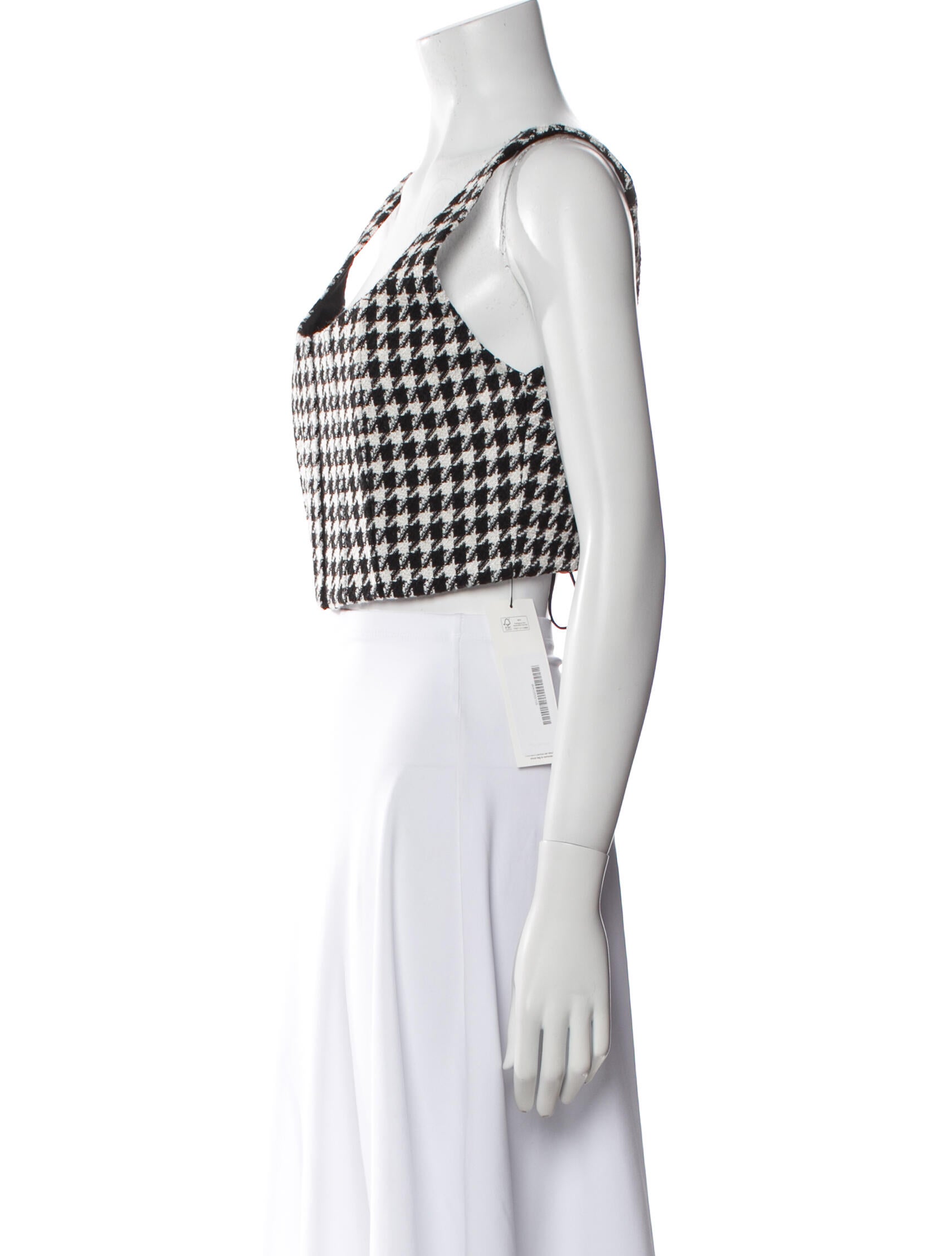 Alice + Olivia Plaid Print Square Neckline Crop Top