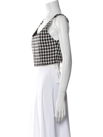 Alice + Olivia Plaid Print Square Neckline Crop Top