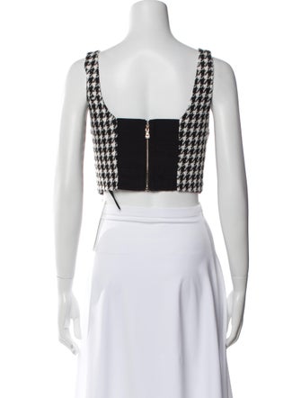 Alice + Olivia Plaid Print Square Neckline Crop Top