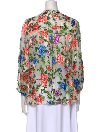 Alice + Olivia Floral Print V-Neck Blouse