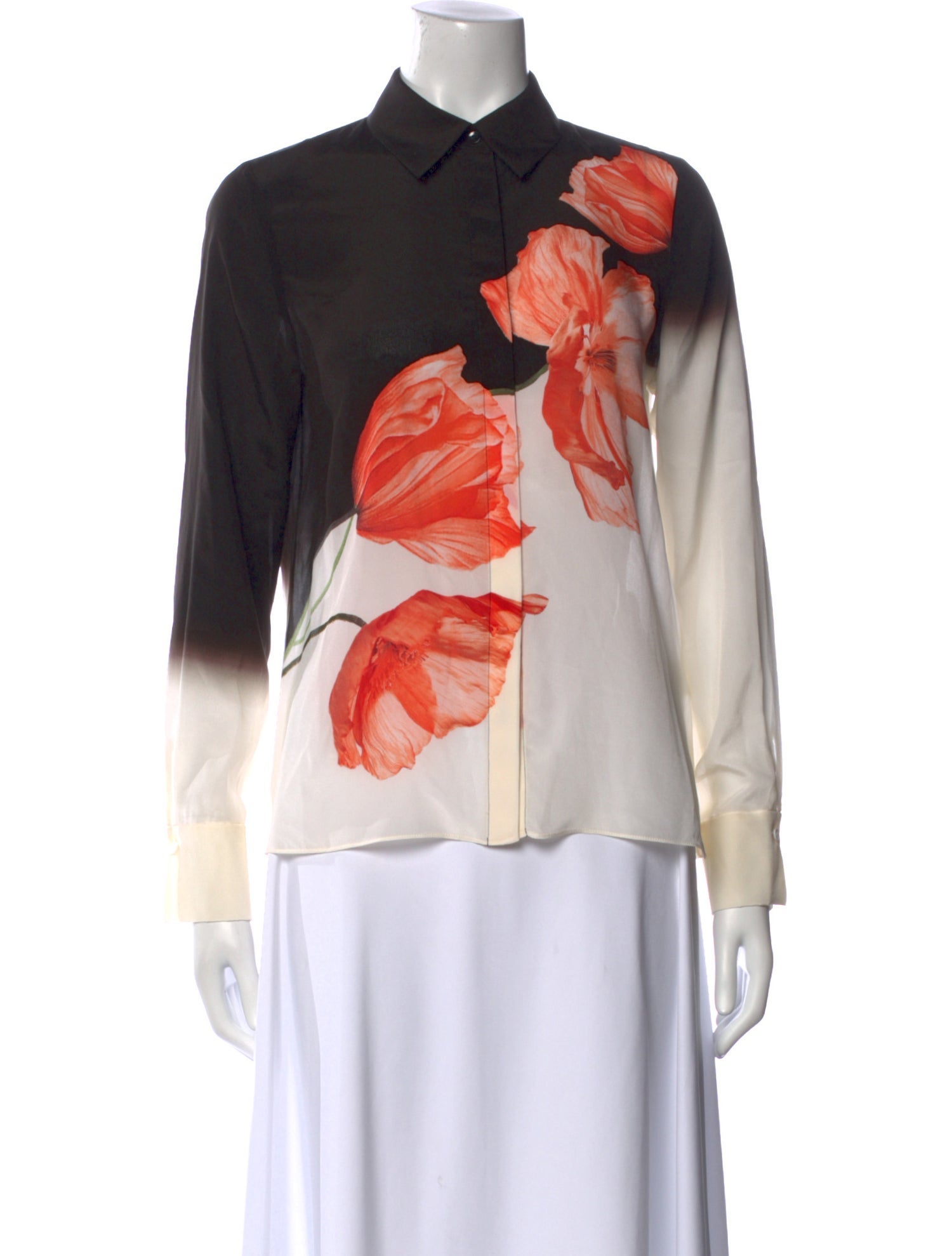 Alice + Olivia Silk Floral Print Button-Up Top w/ Tags