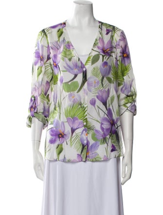 Alice + Olivia Printed V-Neck Blouse