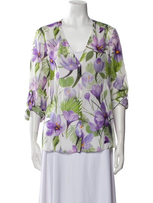 Alice + Olivia Printed V-Neck Blouse