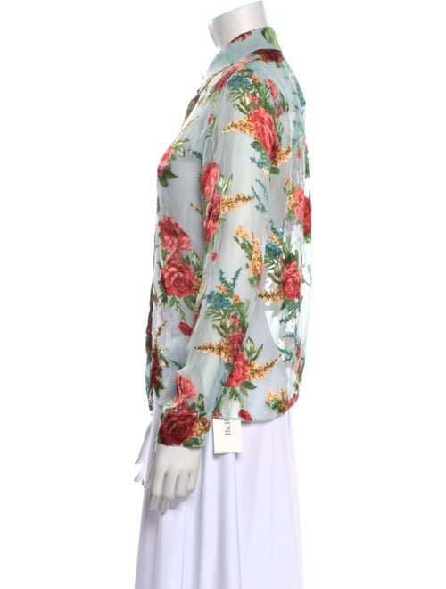 Alice + Olivia Floral Print Long Sleeve Button-Up Top