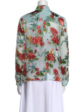 Alice + Olivia Floral Print Long Sleeve Button-Up Top