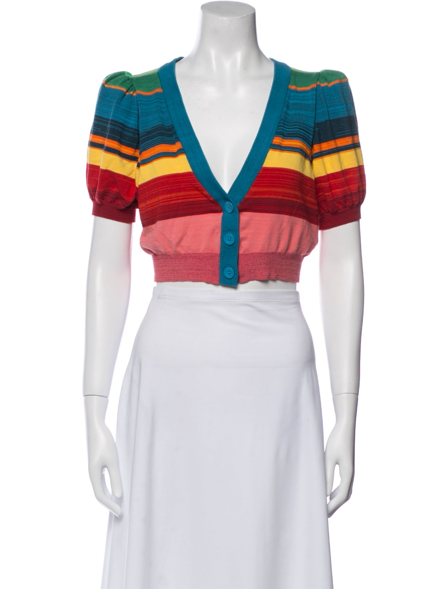 Alice + Olivia Striped V-Neck Crop Top