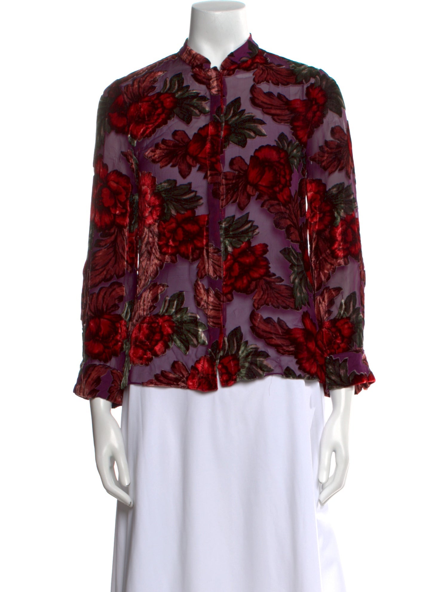 Alice + Olivia Floral Print Mock Neck Blouse