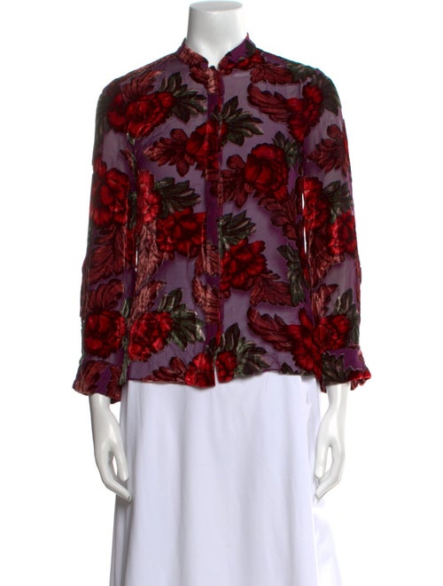 Alice + Olivia Floral Print Mock Neck Blouse