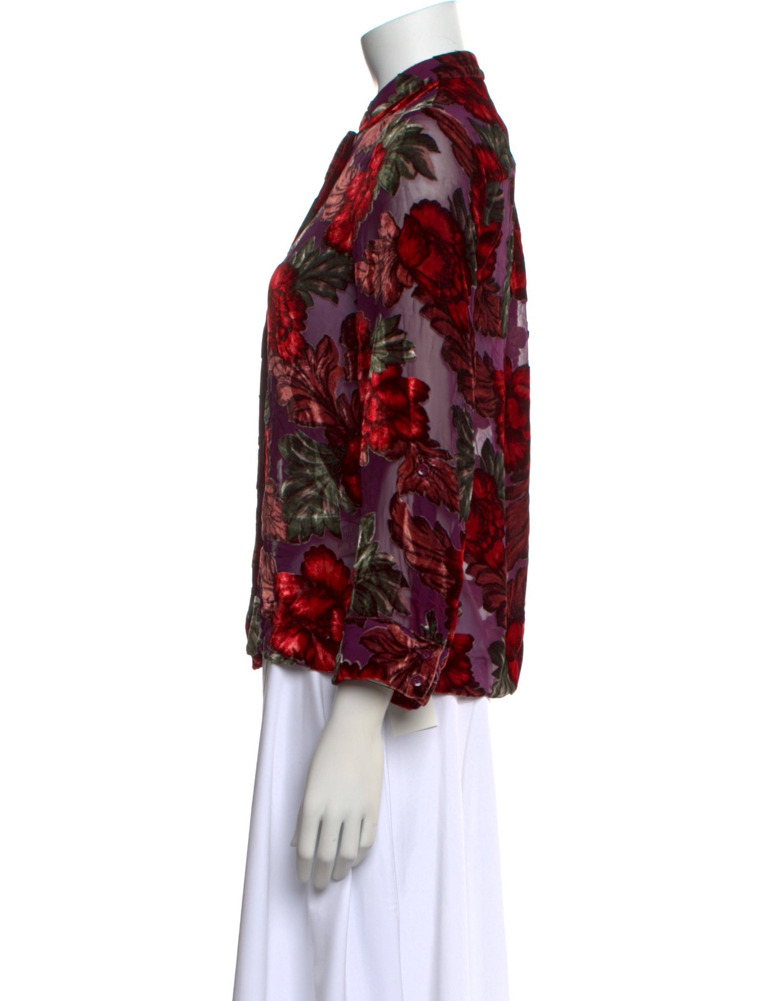 Alice + Olivia Floral Print Mock Neck Blouse