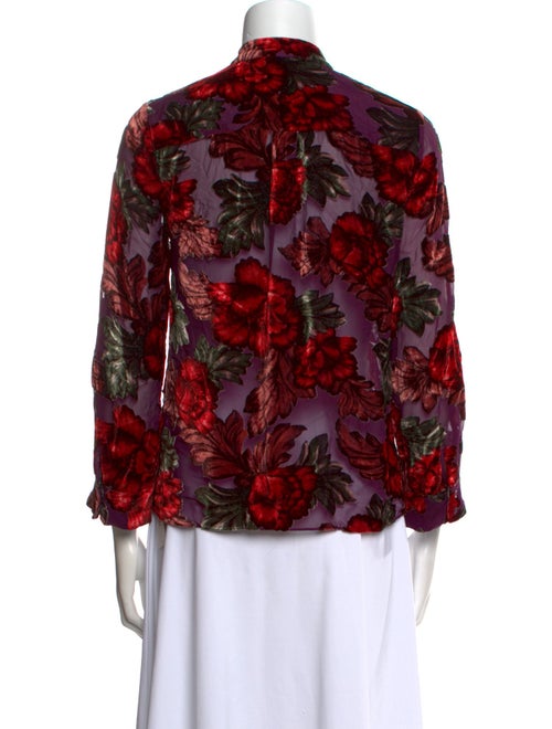 Alice + Olivia Floral Print Mock Neck Blouse