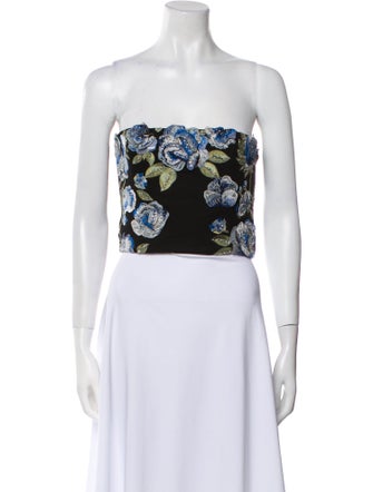 Alice + Olivia Floral Print Strapless Crop Top