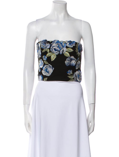 Alice + Olivia Floral Print Strapless Crop Top