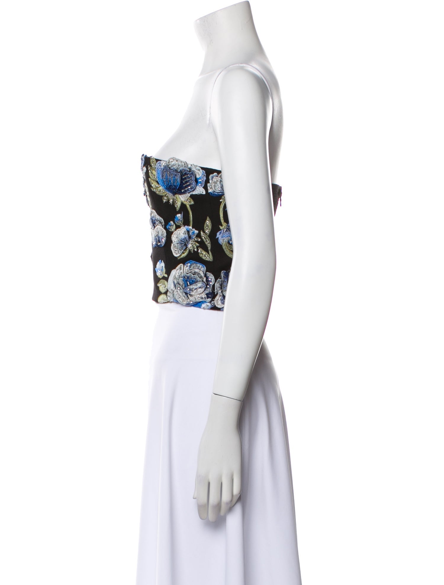 Alice + Olivia Floral Print Strapless Crop Top