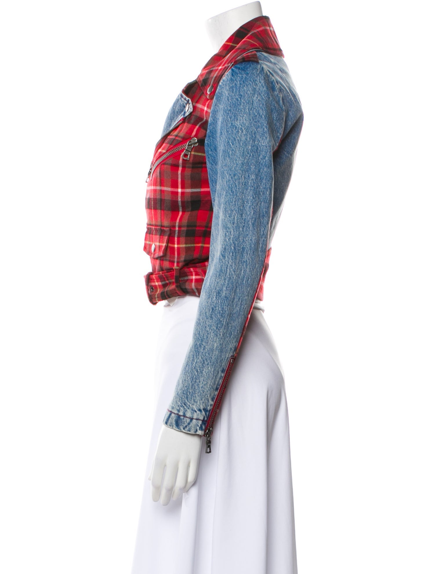 Alice + Olivia Plaid Print Denim Jacket w/ Tags