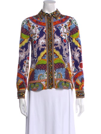 Alice + Olivia Silk Printed Button-Up Top