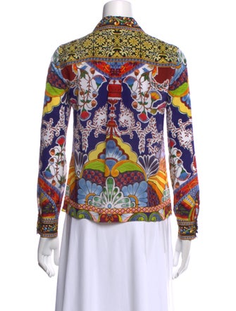 Alice + Olivia Silk Printed Button-Up Top