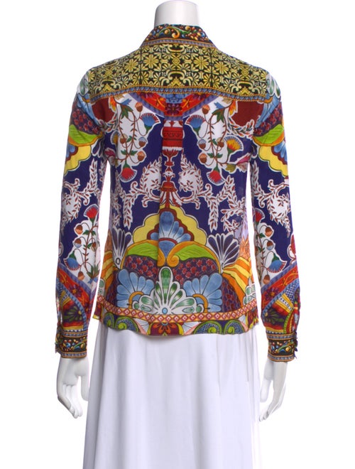 Alice + Olivia Silk Printed Button-Up Top